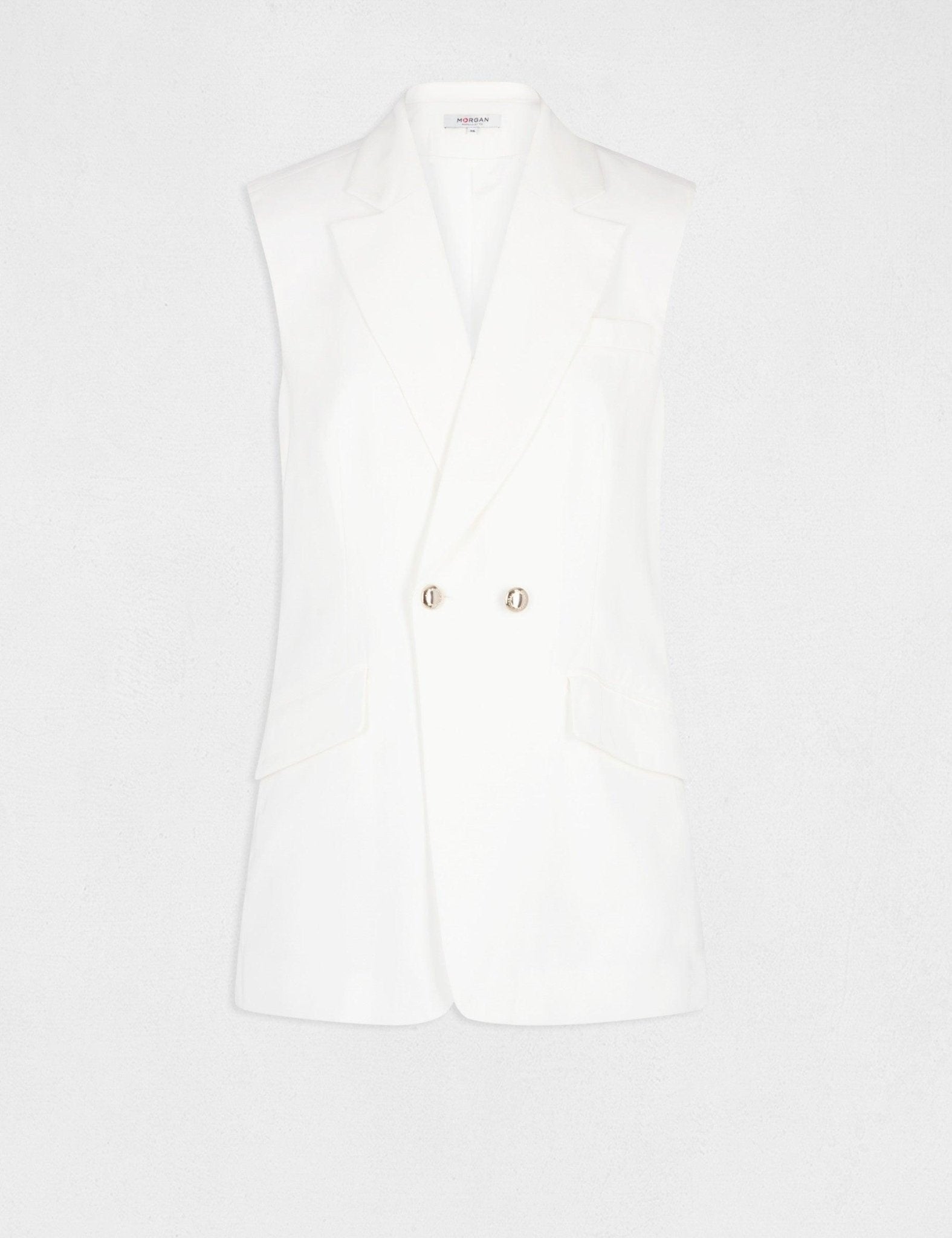 MORGAN - ג'קט ללא שרוולים בצבע לבן - MASHBIR//365