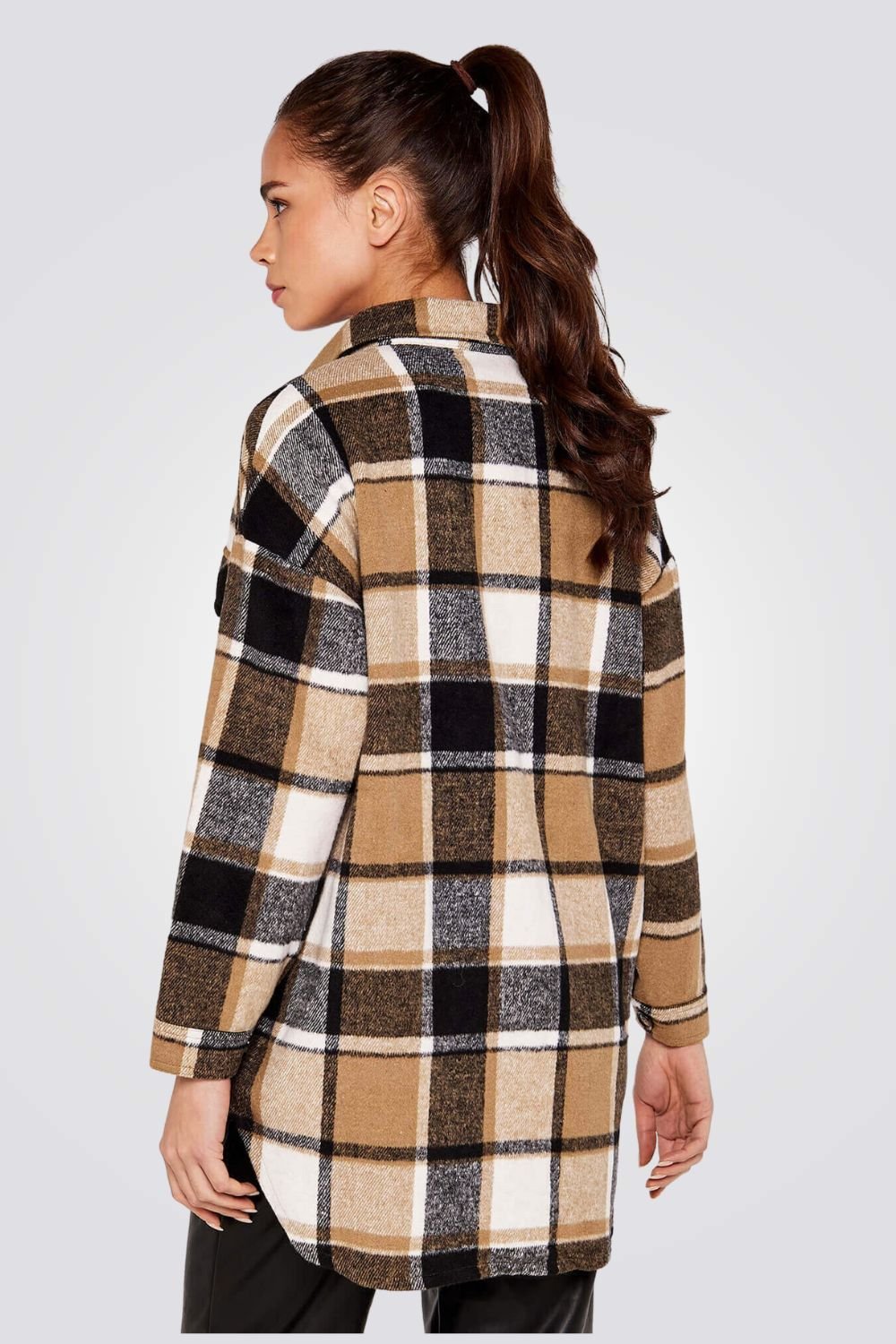 APRICOT - ג'קט לנשים Check Lines Soft בצבע בז - MASHBIR//365