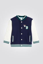 OBAIBI - ג'קט מעיל תינוקות בסגנון קולג' כחול עם שרוול לבן - MASHBIR//365