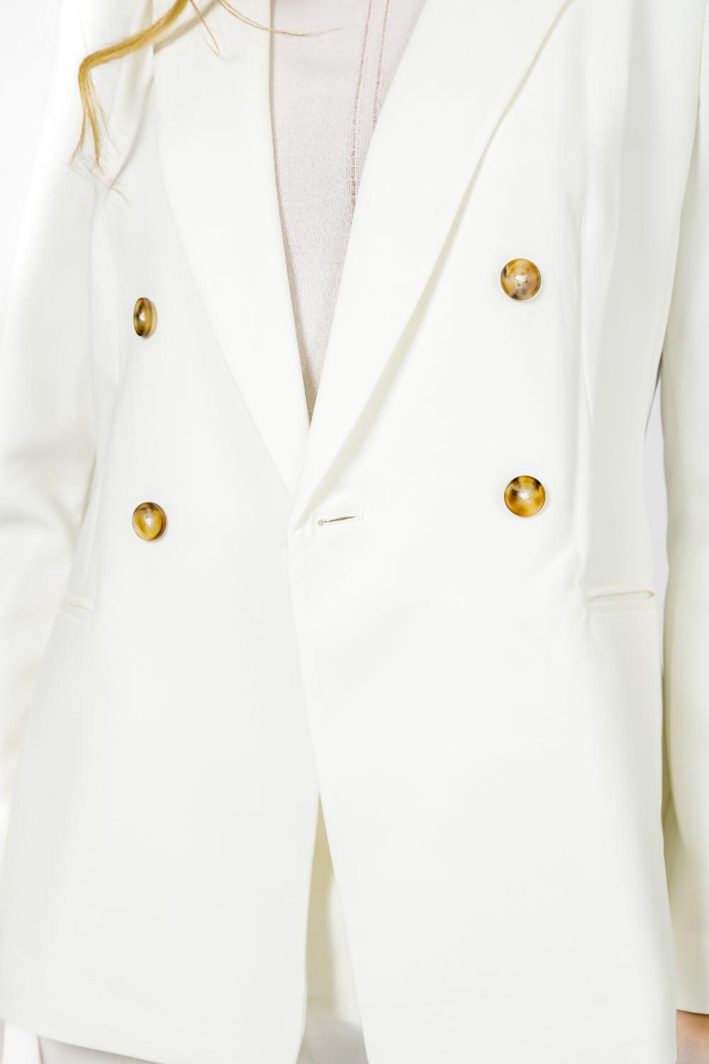 KENNETH COLE - ג'קט מחוייט 2 כפתורים בחזית בצבע לבן - MASHBIR//365