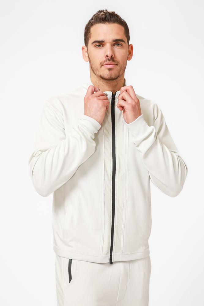 KENNETH COLE - ג'קט רוכסן בשילוב רשת בצבע קרם - MASHBIR//365