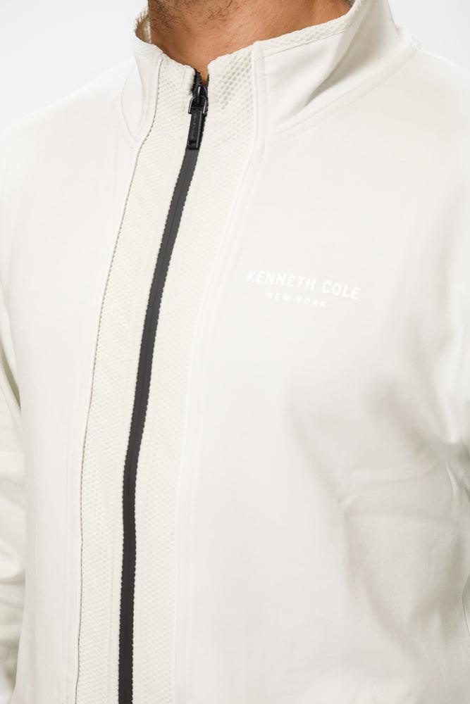 KENNETH COLE - ג'קט רוכסן בשילוב רשת בצבע קרם - MASHBIR//365