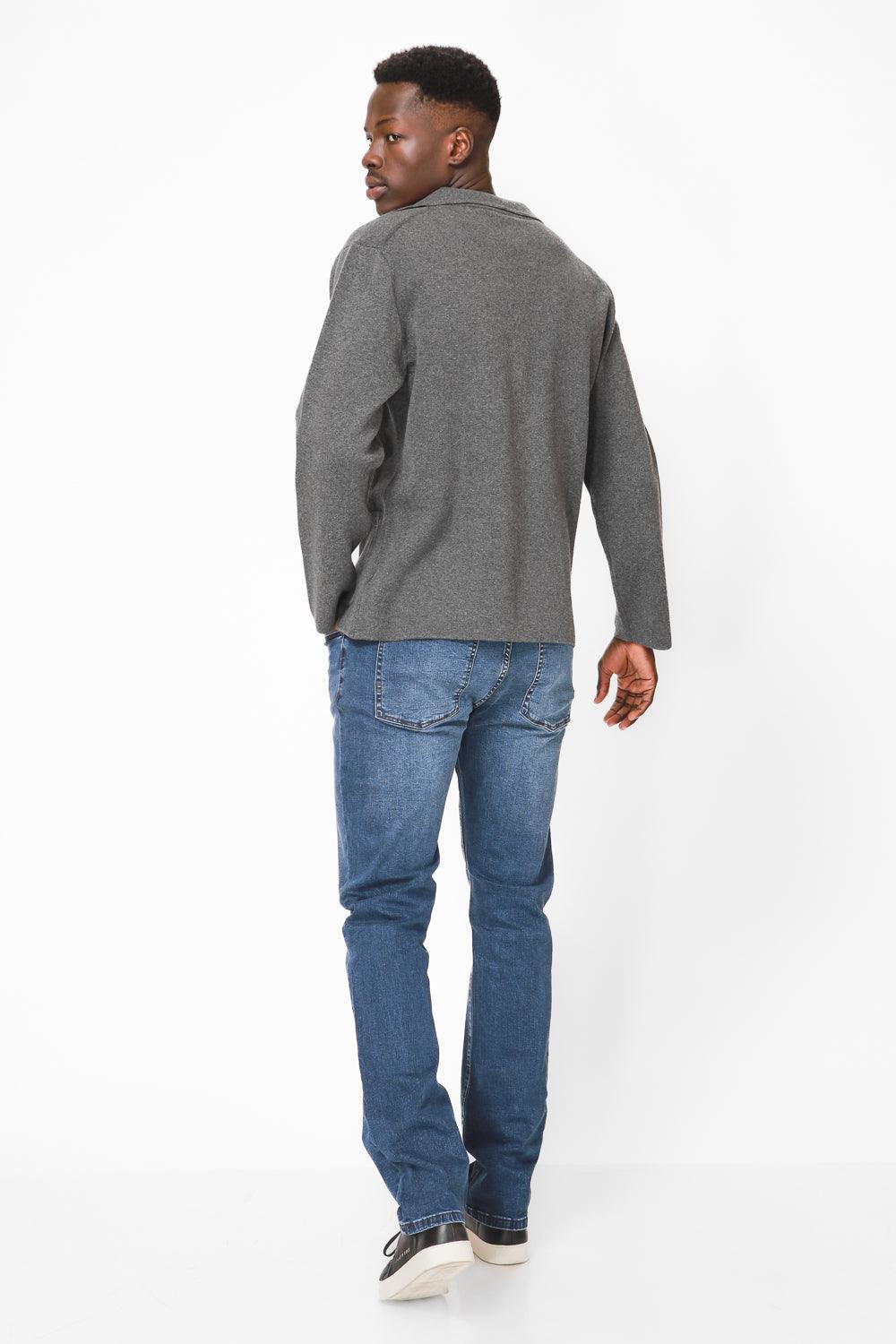 KENNETH COLE - ג'קט סריג עם כיסים בצבע אפור כהה - MASHBIR//365