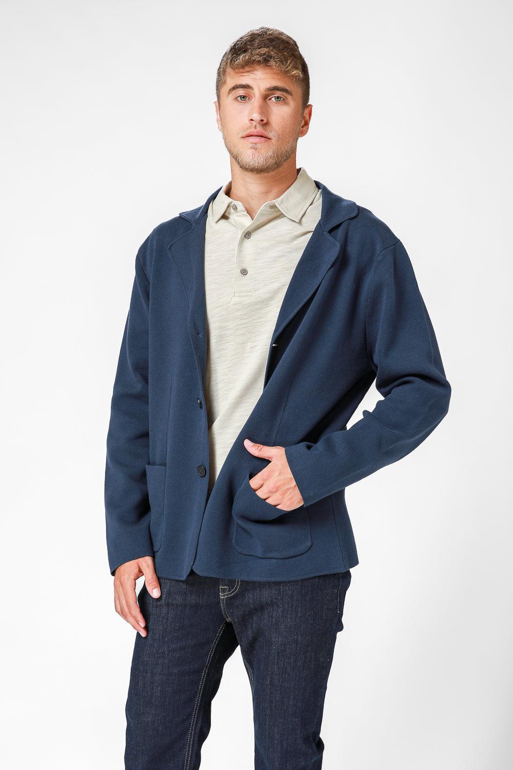 KENNETH COLE - ג'קט סריג עם כיסים בצבע נייבי - MASHBIR//365