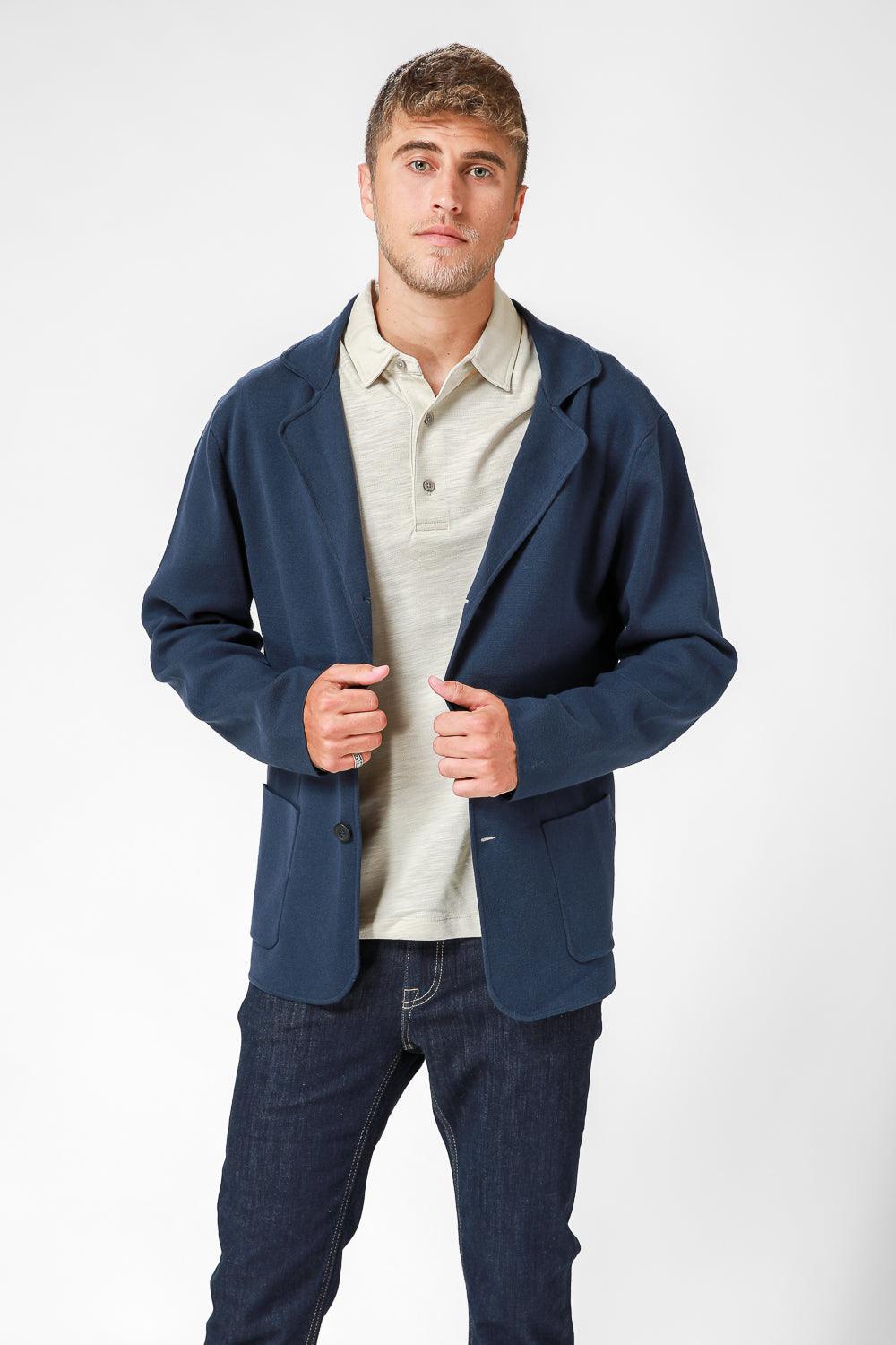 KENNETH COLE - ג'קט סריג עם כיסים בצבע נייבי - MASHBIR//365