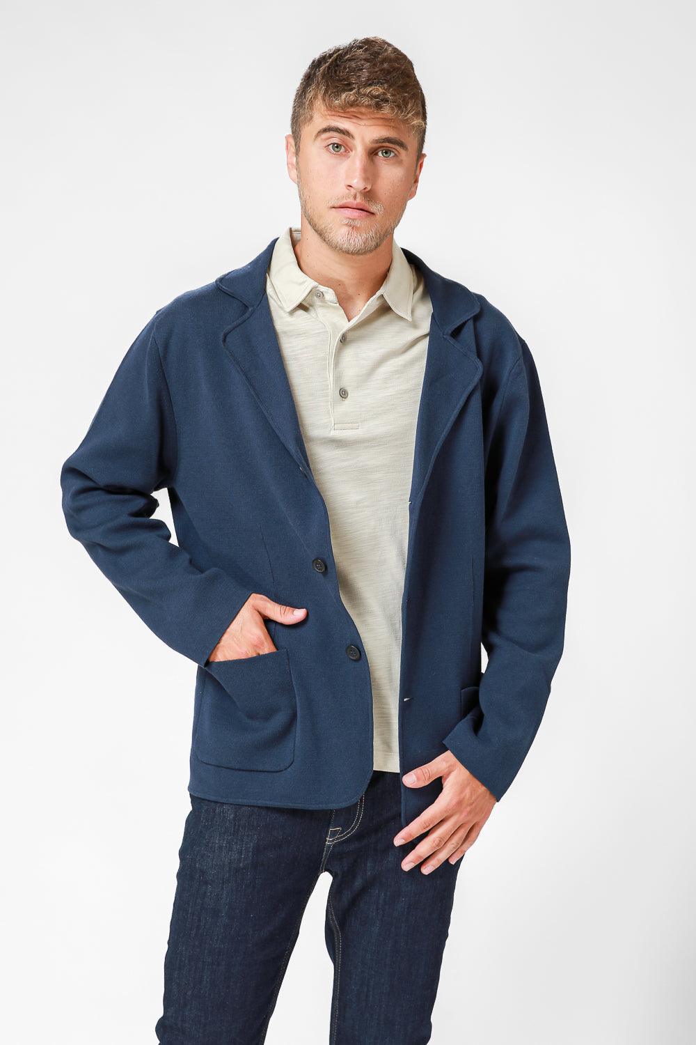 KENNETH COLE - ג'קט סריג עם כיסים בצבע נייבי - MASHBIR//365