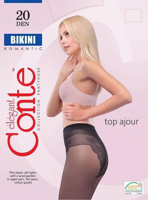 Conte - גרביון דק מעוטר BIKINI 20 דנייר - שחור - MASHBIR//365