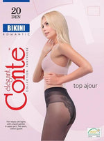 Conte - גרביון דק מעוטר BIKINI 20 דנייר - שחור - MASHBIR//365