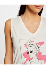 MORGAN - גופיה לבנה עם הדפס בחזית - MASHBIR//365