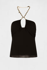 MORGAN - גופיה עם פרטי שרשרת בצבע שחור - MASHBIR//365