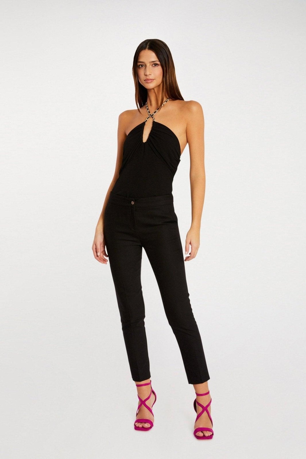 MORGAN - גופיה עם פרטי שרשרת בצבע שחור - MASHBIR//365