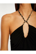 MORGAN - גופיה עם פרטי שרשרת בצבע שחור - MASHBIR//365