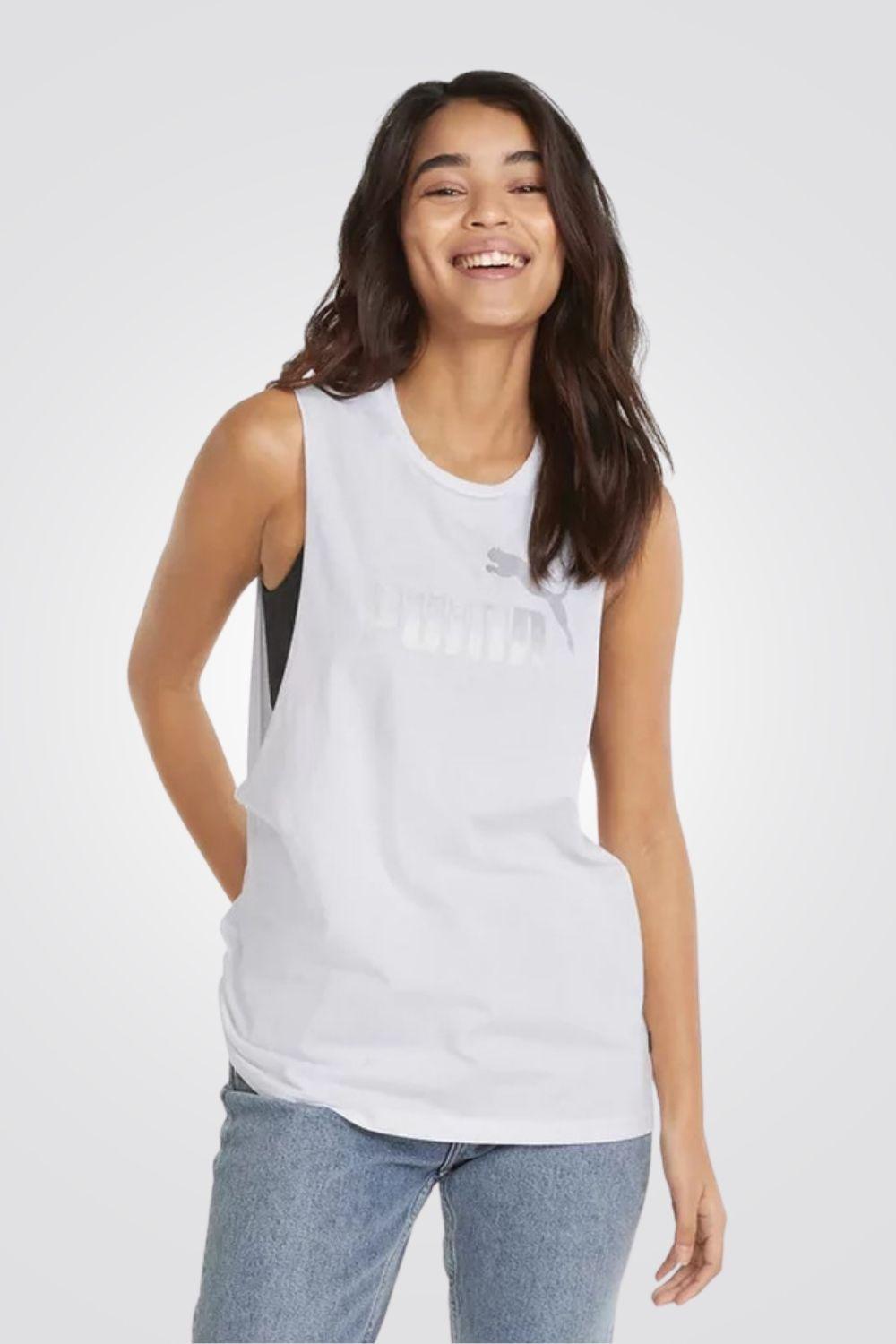 PUMA - גופייה ESS+ Metallic Cut Of בצבע לבן - MASHBIR//365