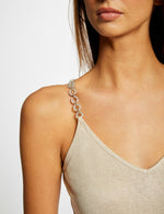 MORGAN - גופייה עם פרטי שרשרת בצבע בז' - MASHBIR//365