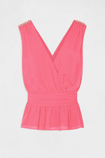 MORGAN - גופייה עם פרטי שרשרת בצבע ורוד - MASHBIR//365