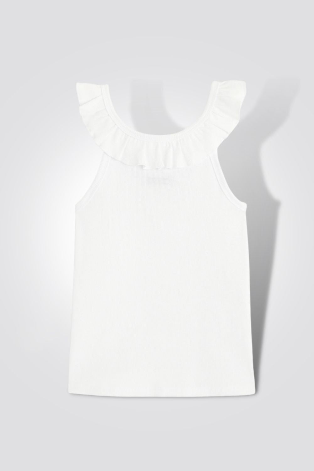 OKAIDI - גופייה עם צווארון מסולסל לילדות בצבע לבן - MASHBIR//365