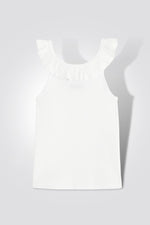 OKAIDI - גופייה עם צווארון מסולסל לילדות בצבע לבן - MASHBIR//365