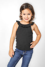 OKAIDI - גופייה עם צווארון מסולסל לילדות בצבע שחור - MASHBIR//365