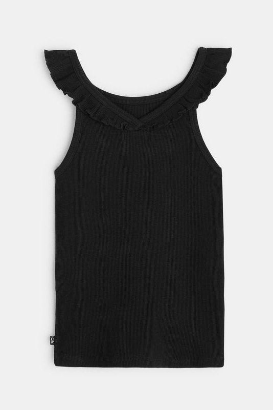 OKAIDI - גופייה עם צווארון מסולסל לילדות בצבע שחור - MASHBIR//365