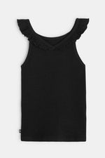 OKAIDI - גופייה עם צווארון מסולסל לילדות בצבע שחור - MASHBIR//365