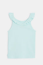 OKAIDI - גופייה עם צווארון מסולסל לילדות בצבע תכלת - MASHBIR//365