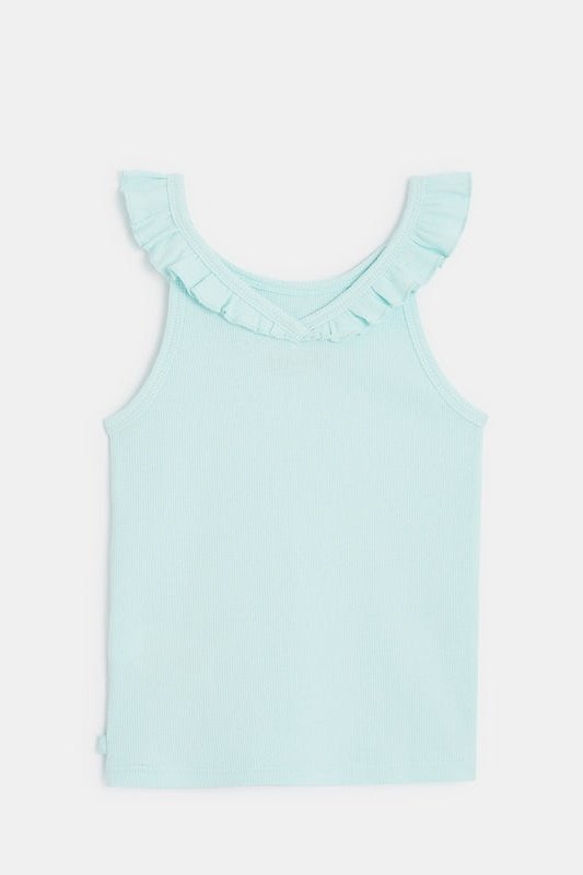 OKAIDI - גופייה עם צווארון מסולסל לילדות בצבע תכלת - MASHBIR//365