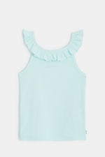 OKAIDI - גופייה עם צווארון מסולסל לילדות בצבע תכלת - MASHBIR//365