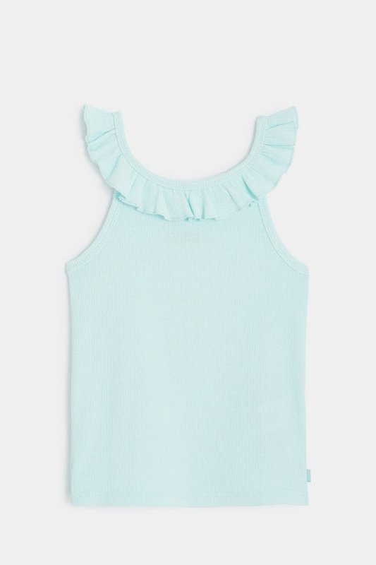 OKAIDI - גופייה עם צווארון מסולסל לילדות בצבע תכלת - MASHBIR//365