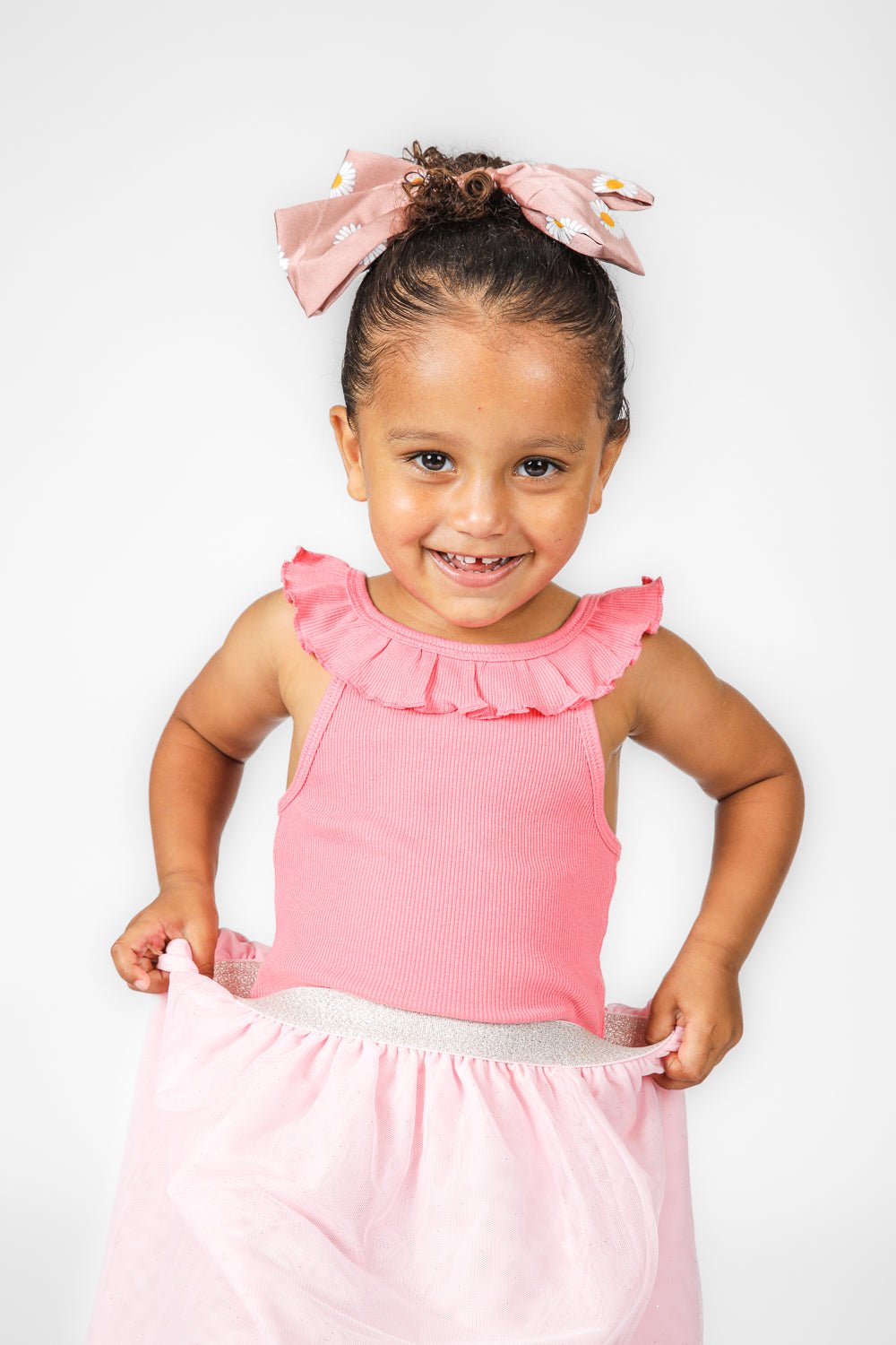 OKAIDI - גופייה עם צווארון מסולסל לילדות בצבע ורוד - MASHBIR//365