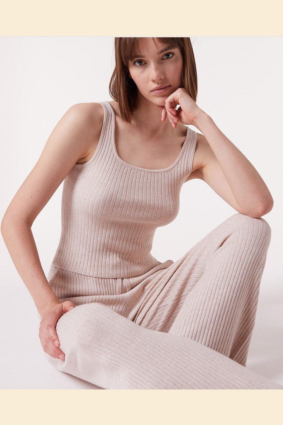 ETAM - גופיית פיג'מה אריג ריב BALINA בז' - MASHBIR//365