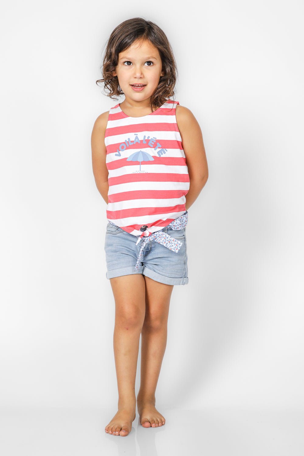 OKAIDI - גופיית פסים בצבע ורוד לילדות - MASHBIR//365