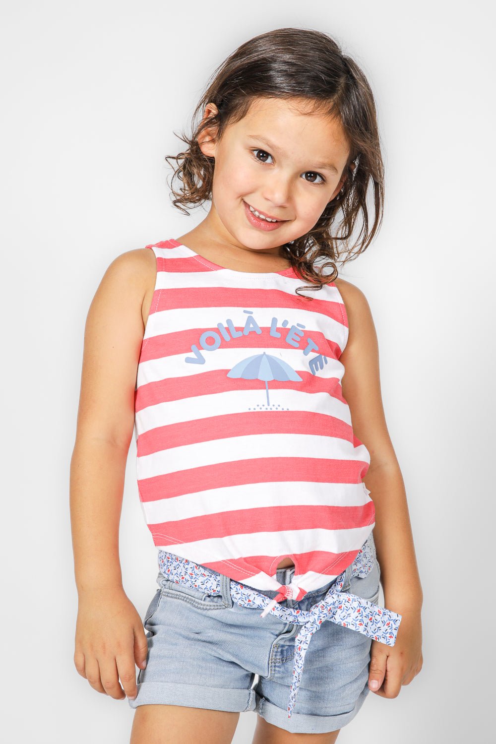 OKAIDI - גופיית פסים בצבע ורוד לילדות - MASHBIR//365