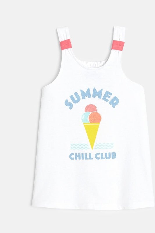 OKAIDI - גופיית הדפס בצבע לבן לילדות - MASHBIR//365