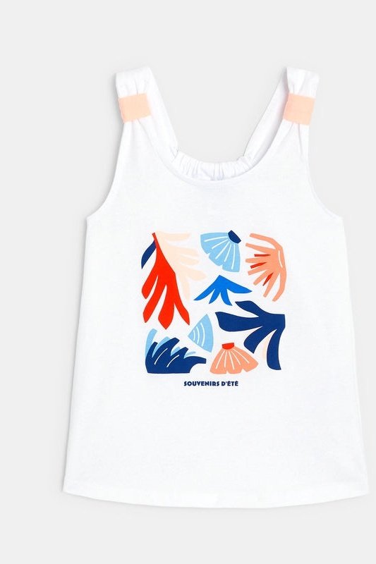 OKAIDI - גופיית הדפס בצבע לבן לילדות - MASHBIR//365