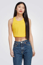 ADIDAS - גופיית קרופ לנשים W LNG RIB TANK בצבע צהוב - MASHBIR//365