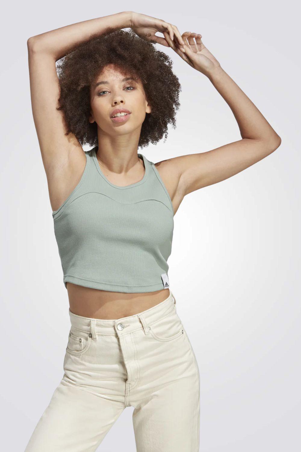 ADIDAS - גופיית קרופ לנשים W LNG RIB TANK בצבע מנטה - MASHBIR//365
