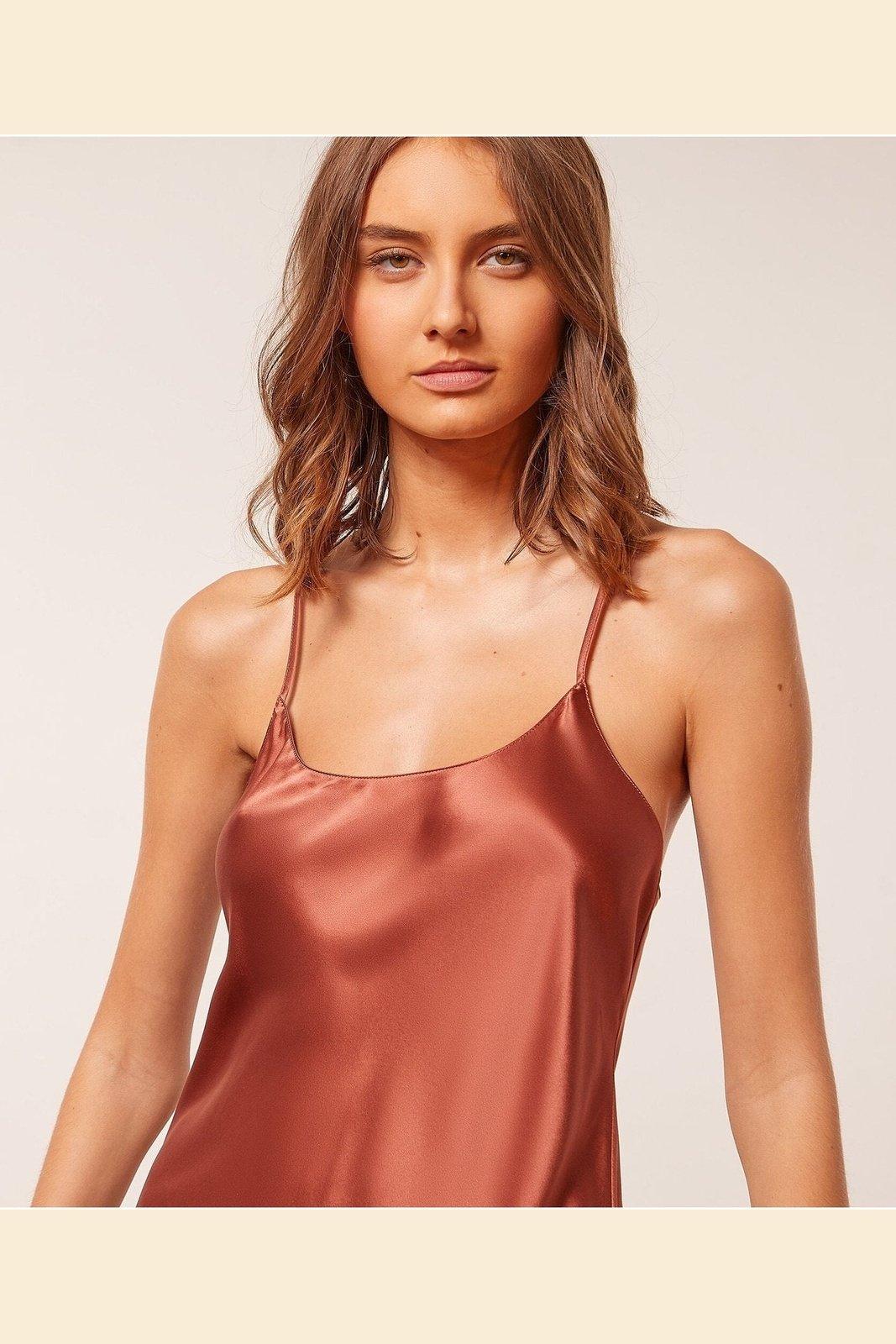 ETAM - גופיית משי PEARLY טרקוטה - MASHBIR//365