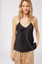 ETAM - גופיית סאטן בעיטור תחרה EPATANTE בצבע שחור - MASHBIR//365