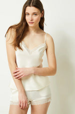 ETAM - גופיית סאטן בעיטור תחרה SENTIMENT קרם - MASHBIR//365