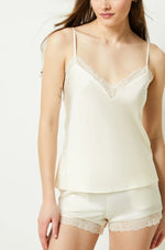 ETAM - גופיית סאטן בעיטור תחרה SENTIMENT קרם - MASHBIR//365