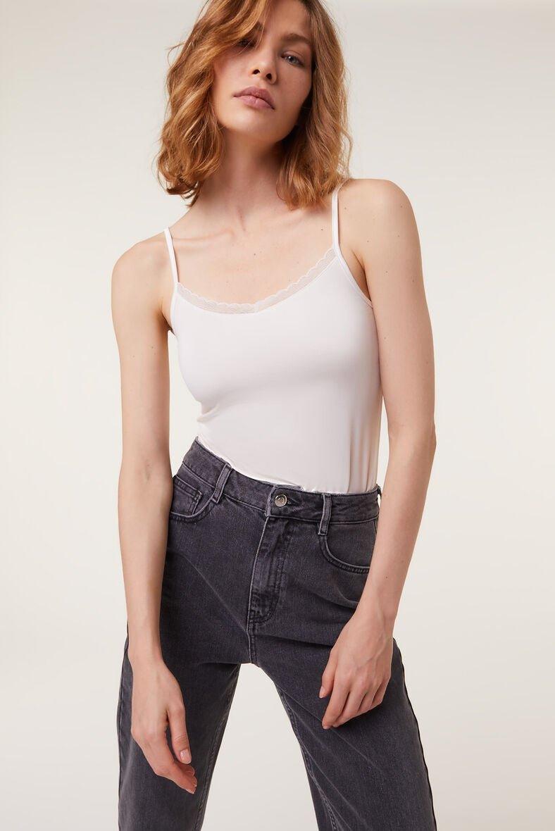 ETAM - גופיית ספגטי תרמית WARM ME UP קרם - MASHBIR//365