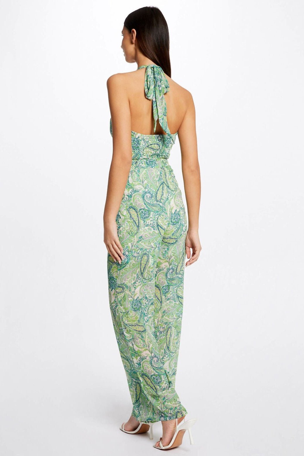 MORGAN - גופיית סטרפלס עם רצועות קשירה בצבע ירוק - MASHBIR//365