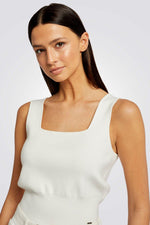 MORGAN - גופיית סריג בצבע OFF WHITE - MASHBIR//365