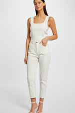 MORGAN - גופיית סריג בצבע OFF WHITE - MASHBIR//365