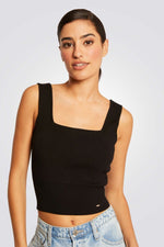 MORGAN - גופיית סריג בצבע שחור - MASHBIR//365