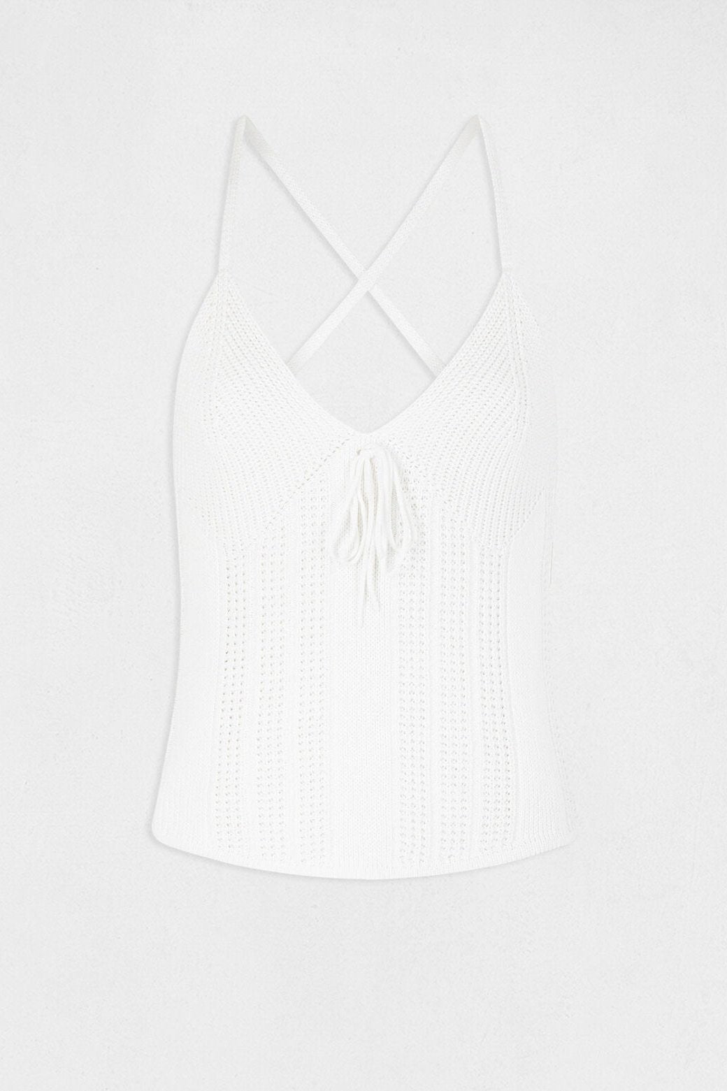 MORGAN - גופיית סריג לנשים בצבע OFF WHITE - MASHBIR//365