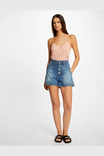 MORGAN - גופיית סריג עם כפתורים בצבע ורוד - MASHBIR//365