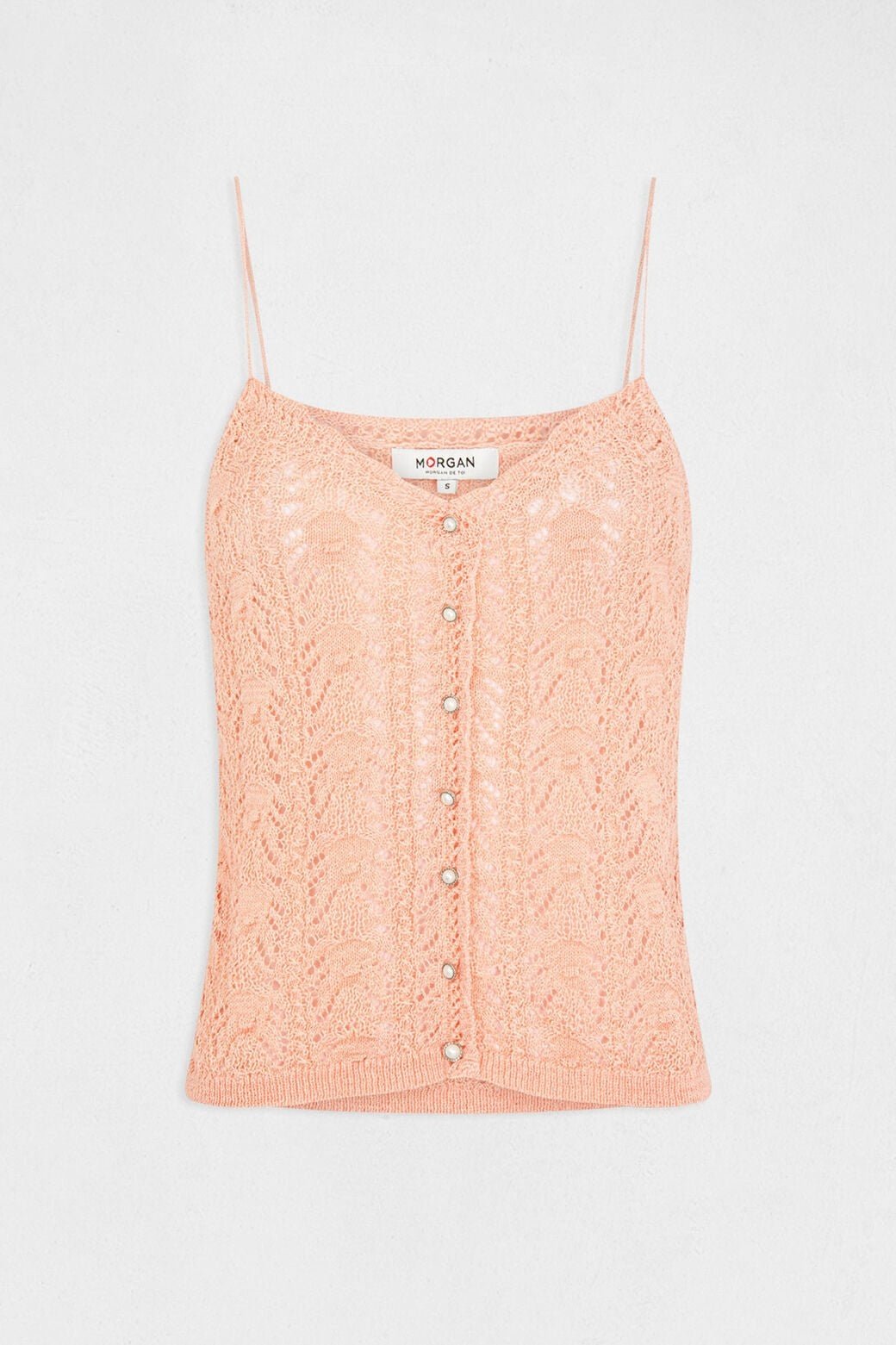 MORGAN - גופיית סריג עם כפתורים בצבע ורוד - MASHBIR//365