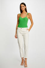 MORGAN - גופיית סריג עם רצועות רחבות בצבע ירוק - MASHBIR//365