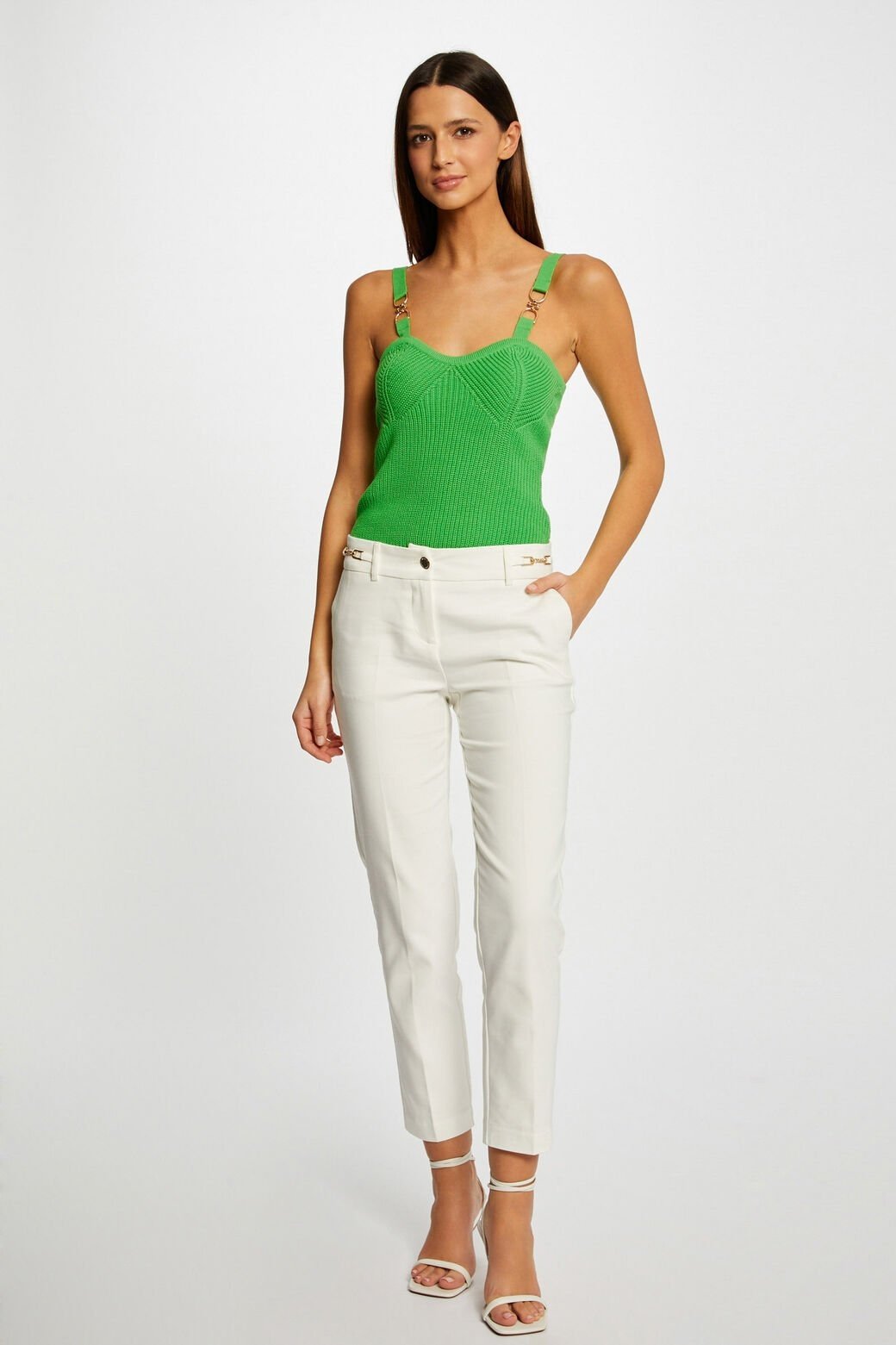 MORGAN - גופיית סריג עם רצועות רחבות בצבע ירוק - MASHBIR//365